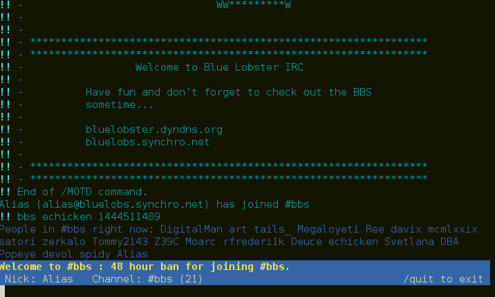 IRC over a telnet BBS